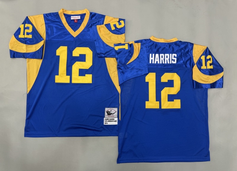 Men 2025 Los Angeles Rams #12 Harris blue Throwback Limited NFL Jersey style 001